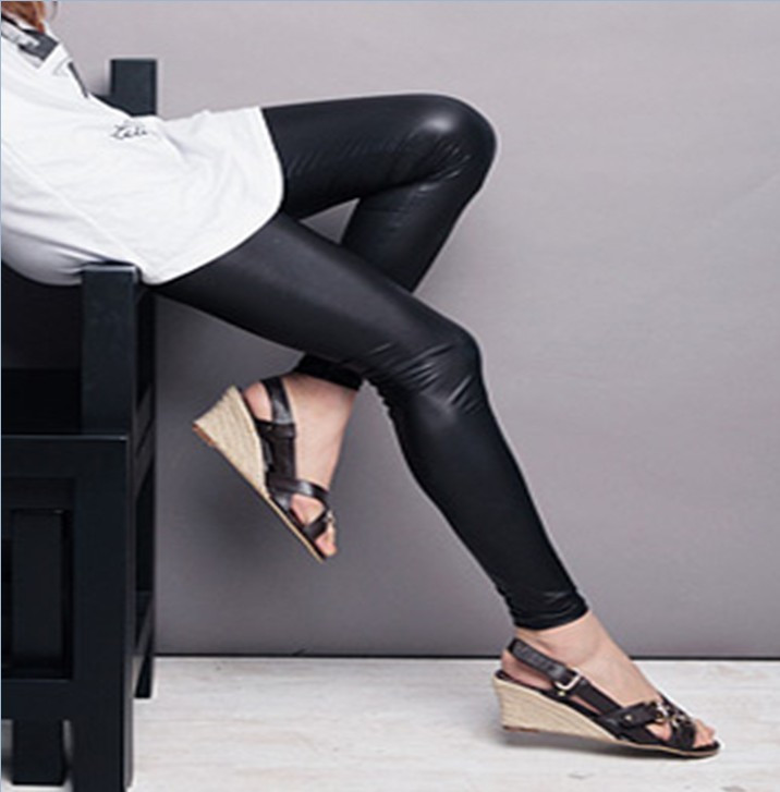 Free shipping Faux leather legging gloss all-match r7035