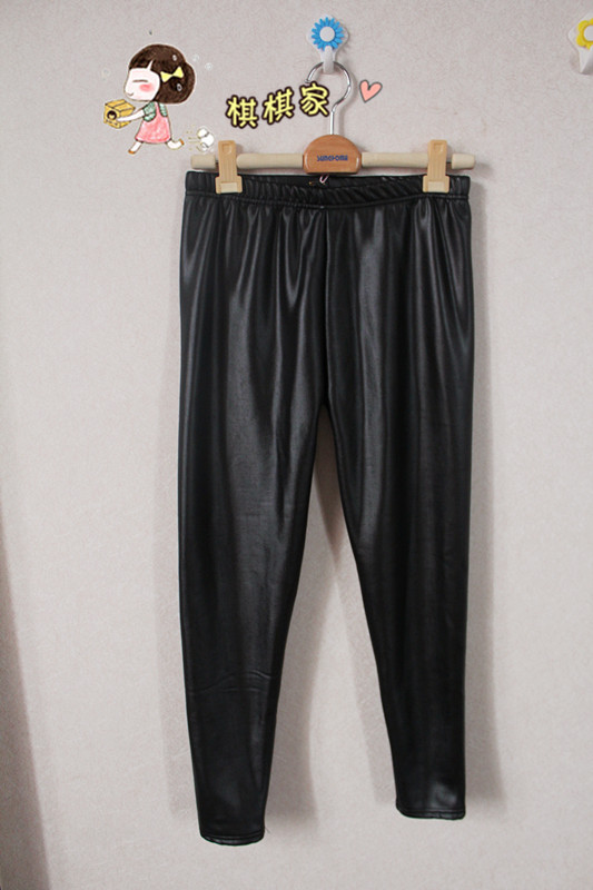 Free shipping Faux leather thick brushed within the beaver velvet bamboo charcoal legging pants female warm pants