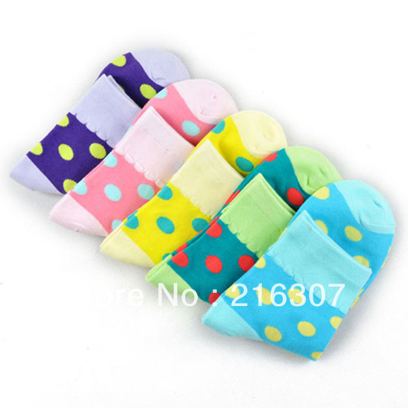 Free Shipping Female 100% cotton dot socks