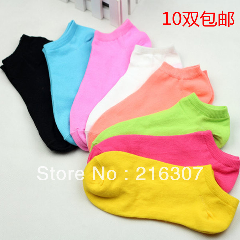 free shipping female 100% cotton solid color cotton socks