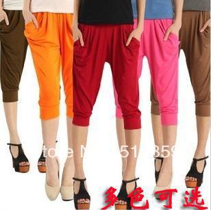 free shipping Female candy color pencil thin paragraph haroun pants lantern