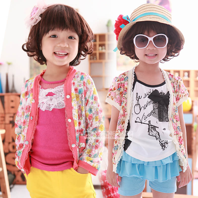 Free shipping Female child 2012 autumn child children's clothing lace cardigan cape outerwear air conditioning shirt 050