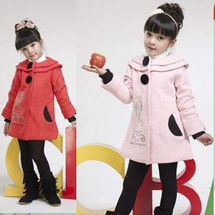 free shipping Female child autumn and winter overcoat 2012 children's child clothing casual plus velvet trench thick outerwear