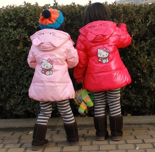 free shipping Female child down coat hello kitty pattern thickening down coat 3 - 7