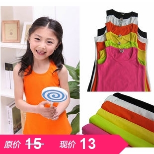 Free Shipping Female child summer vest child candy color girl vest tank neon 7 vest