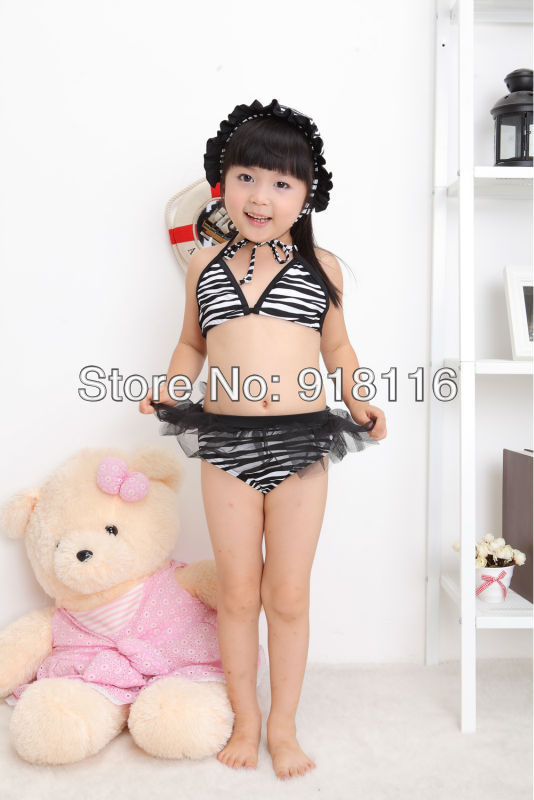 Free Shipping Female Child Swimwear Lace Girl bikini Swimsuit 2~6T Leopard Swimming Dress  Wholesale (2911)