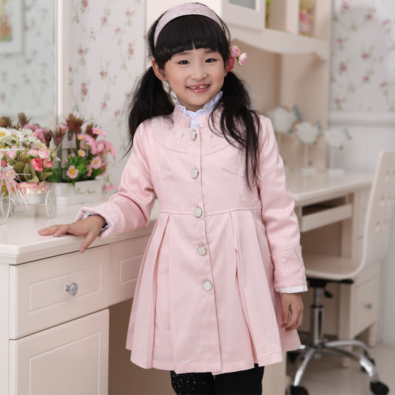 Free Shipping Female child trench 2011 outerwear child trench slim waist fashion princess mounted