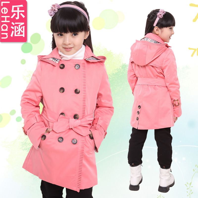 Free Shipping! Female child trench outerwear child trench female big boy trench autumn double breasted trench girls clothing