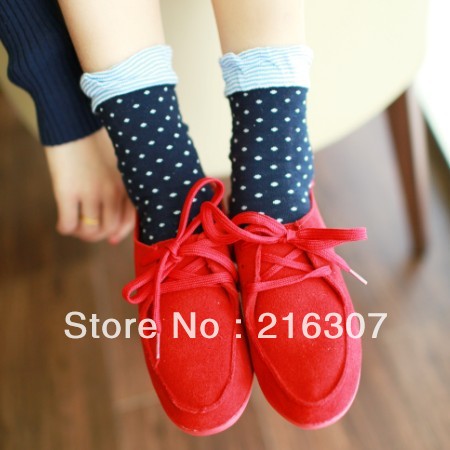 Free Shipping Female Dot Cotton Socks