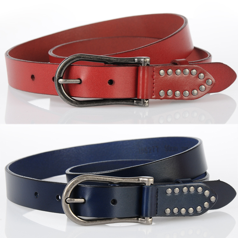 free shipping  female  first layer of  genuine cowhide fashion leather waist belt rivet denim belt decoration zxz0053