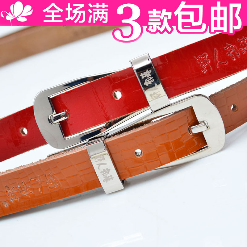 Free shipping Female genuine leather cowhide belt decoration strap pin buckle fashion strap japanned leather 5542