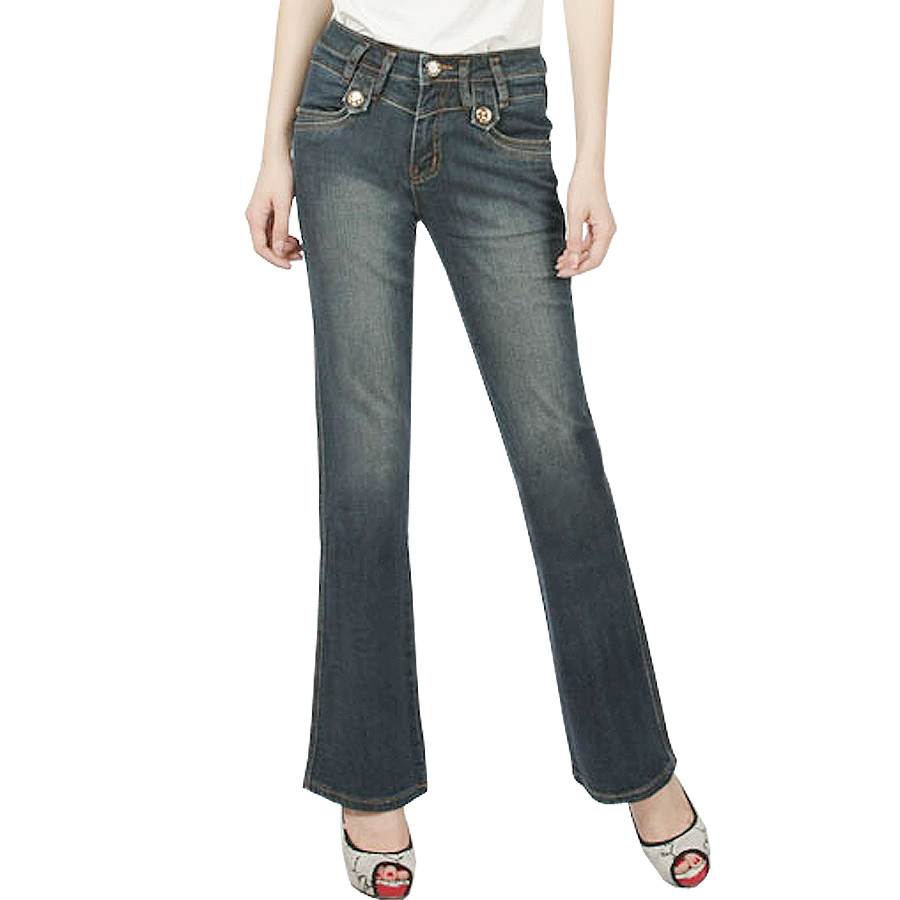 Free Shipping female retro hole butt-lifting jeans roll up  all-match  leisure self-cultivation  leg boot-cut pants3 - 3082