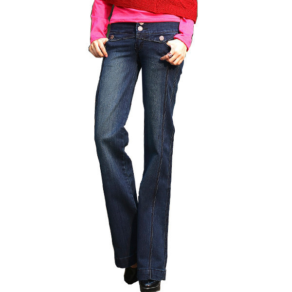 Free Shipping female retro hole butt-lifting jeans roll up high-grade tall waist intellectual charm cylinder wide pants3 - 981