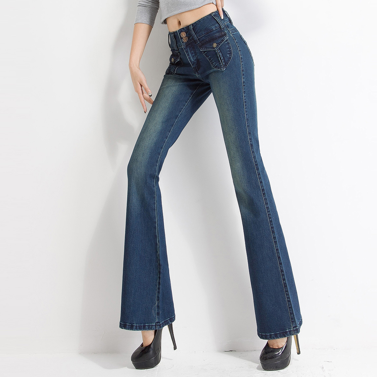 Free Shipping female retro hole butt-lifting jeans roll up pre-sale tailoring willfulness horn slim pants3 - 3018