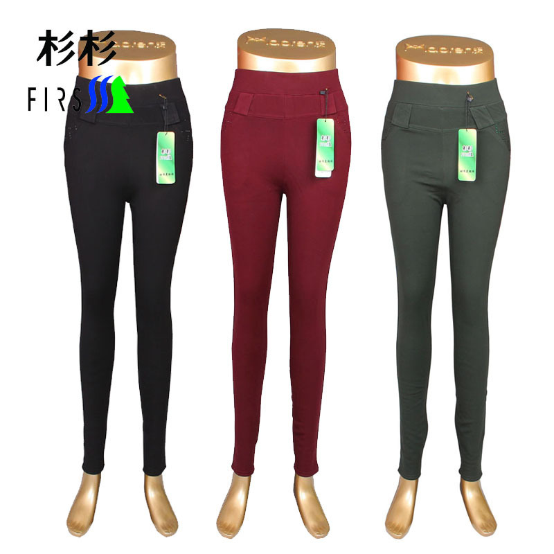 Free Shipping FIRS women's pants legs 807 internality warm pants diamond decoration fashion plus velvet autumn and winter pants