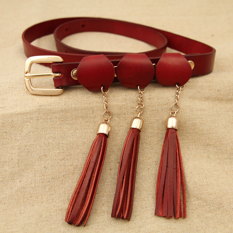 Free Shipping First layer of cowhide pendant genuine leather thin belt female all-match genuine leather strap Women