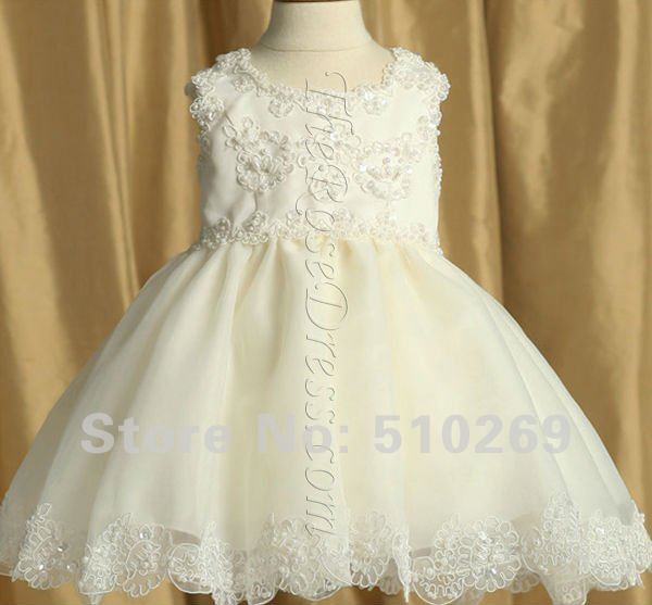 Free Shipping FL-14 Custom-made Beautiful Embroidery Lace Sleevelesss Satin Flower Girl Dresses