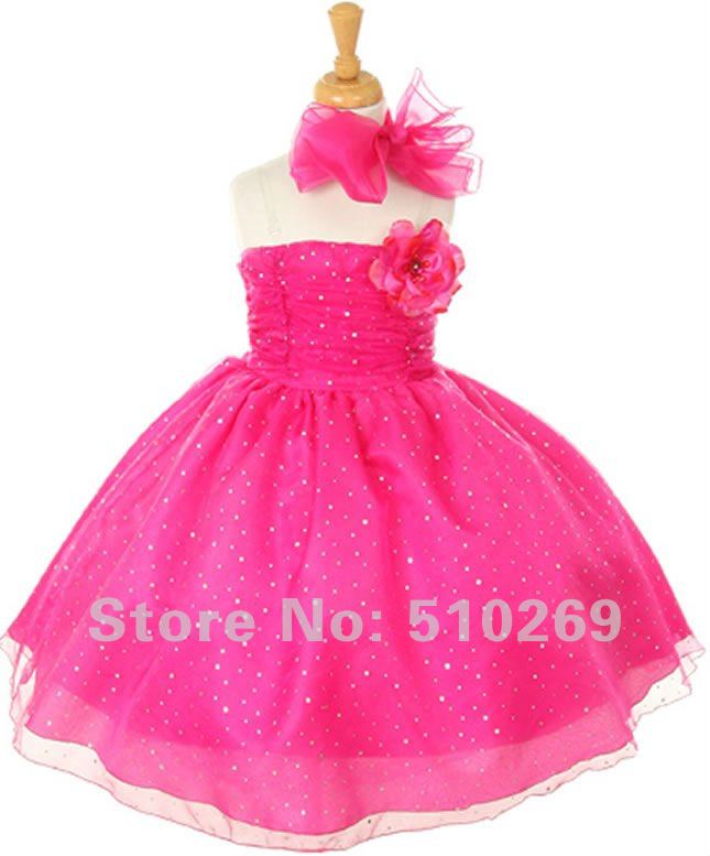 Free Shipping FL-32 Custom-made Heavy Sequined Appliques Organza  Flower Girl Dresses