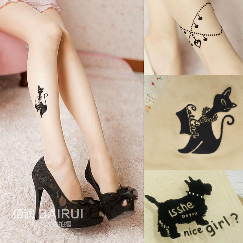 free shipping Flock printing cat anklets ultra-thin pantyhose stockings personalized stockings