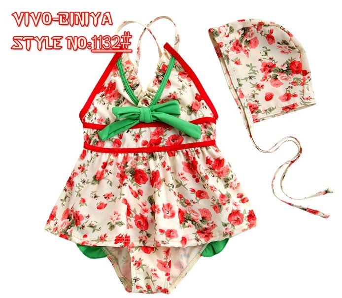 free shipping floral one piece swimsuit baby girl beach wear kid swimwear bikini swimsuit Korea Style Hign Quality