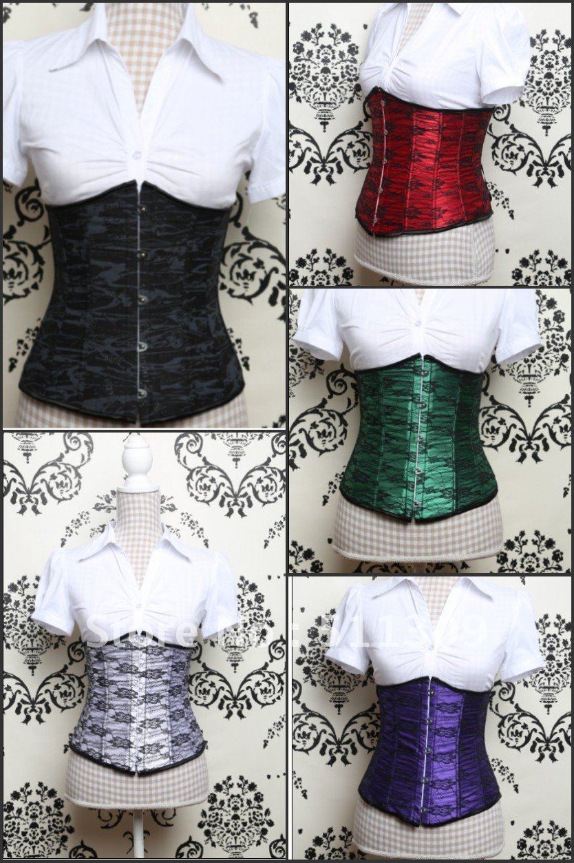 Free Shipping,Floral Underbust Corset,S-2XL,Five Colors,W7313