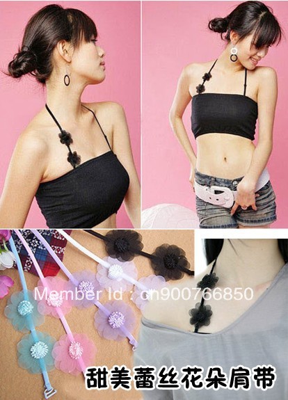 Free shipping  Flower Bra lace strap belt shoulder strap ladies bra strap dropship
