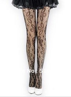 FREE SHIPPING Flower design Black Fishnet pantyhose 85g Sexy Slimming Solid Hosiery Tights Retail and wholesale 1PC/LOT