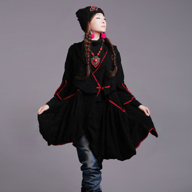 Free shipping Flower tea 2012 autumn national trend women's top irregular trench outerwear