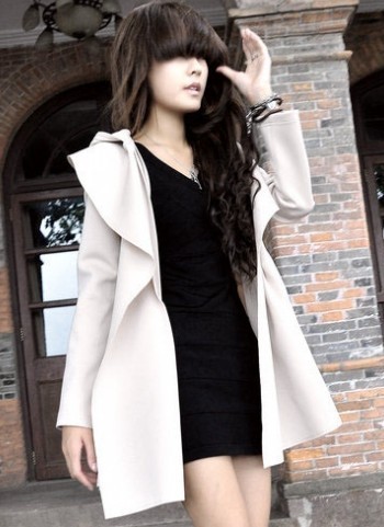 Free shipping Flower times . 2012 women's fashion handsome with a hood long design trench outerwear
