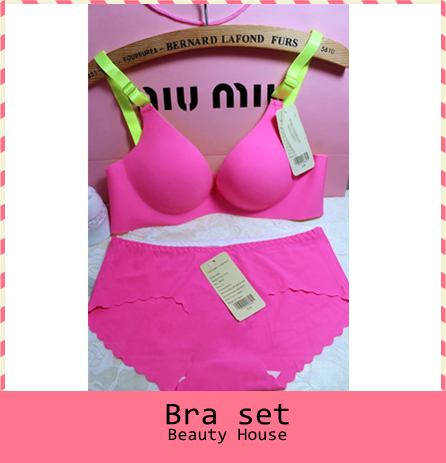Free shipping Fluorescent candy colored piece Seamless underwear bra sets lady sexy bra set F0407