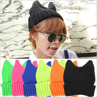 free shipping Fluorescent candy horn hat, the cat ear hat