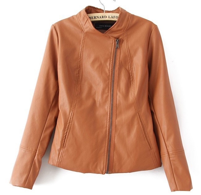 Free Shipping For leather coat The wind restoring ancient ways ms side zipper leather small coat black brown  S M L
