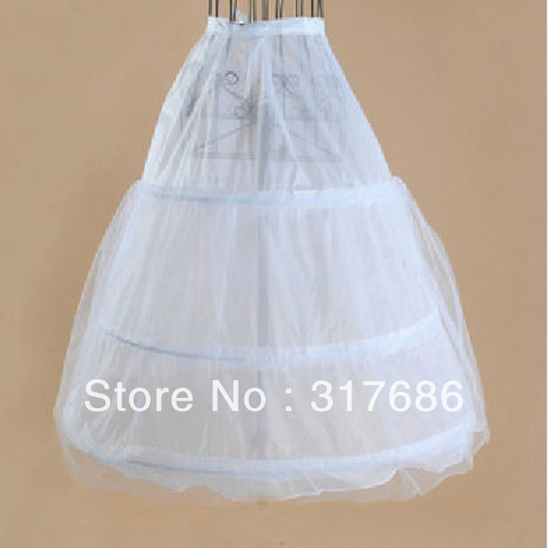 Free Shipping For Sale 3-hoop Single layer white bridal underskirt petticoat crinoline pannier for wedding dress QC020