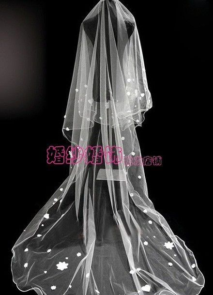 Free Shipping For The bride veil 3 meters curve all star