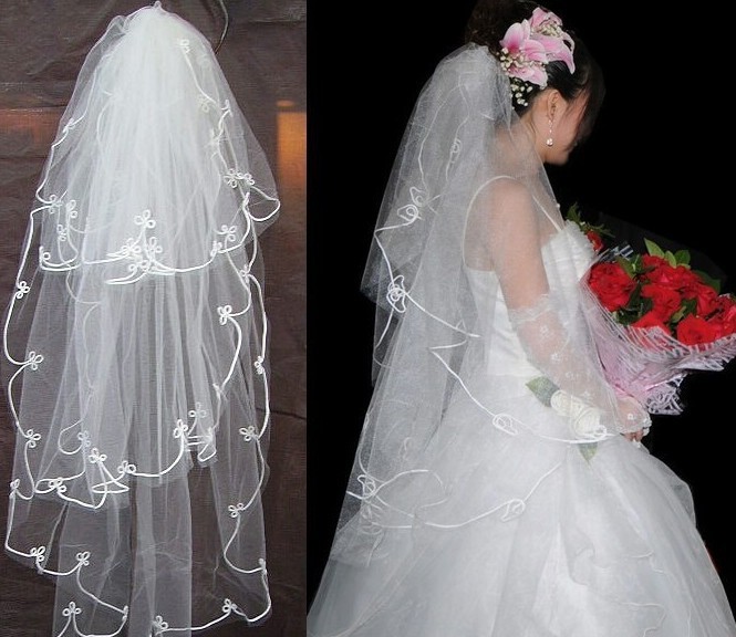 Free Shipping For The bride veil short type Three line edge yarn  1.5 meters