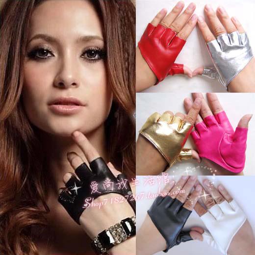 Free shipping for women required gloves gloves/half refers to the night club DS/imitation leather PU gloves dance for gloves