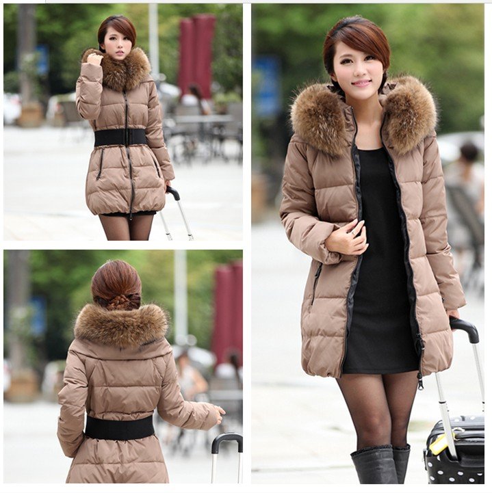 Free shipping Foreign trade 2012 winter new luxury big hair collar ShirtTiny thickening of long down coats Womens tide