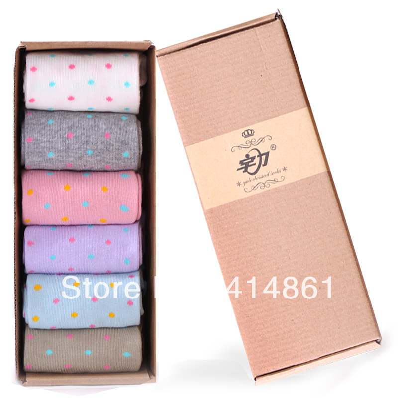 Free shipping Four seasons 100% sexy socks polka dot socks sock gift box socks