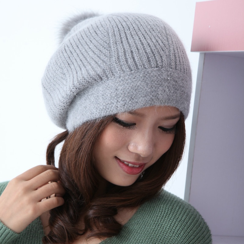 free shipping Fox large sphere women's autumn and winter rabbit fur hat knitted hat winter knitted hat