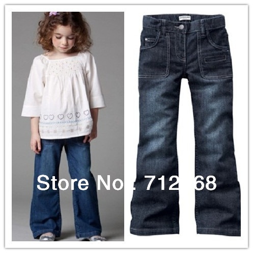 Free shipping France design fashion girls jeans boot cut jeans girls Size 86cm to 156cm qty limited