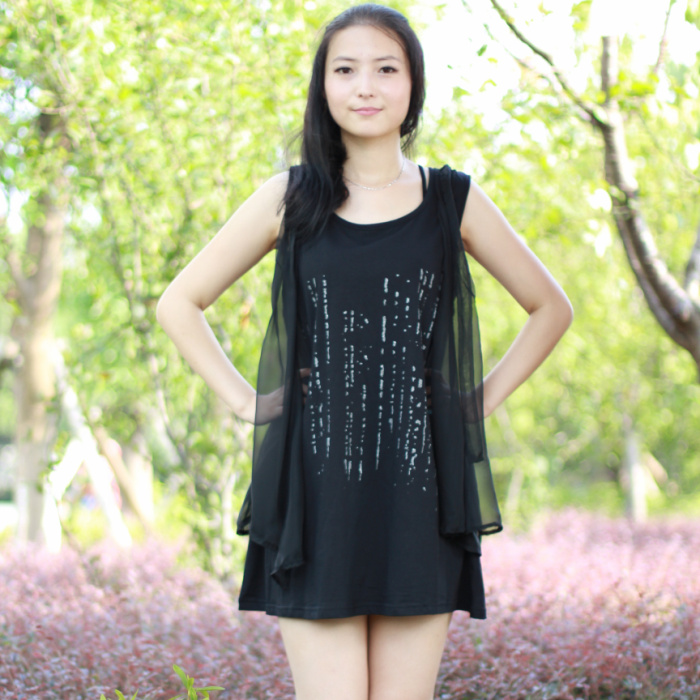 free shipping free shipping 2013 summer women's fashion t-shirt female sleeveless strapless chiffon shirt