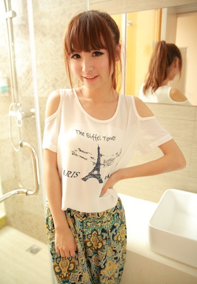 free shipping free shipping Chiffon shirt 2013 summer sweet shoulder width sleeveless chiffon t-shirt