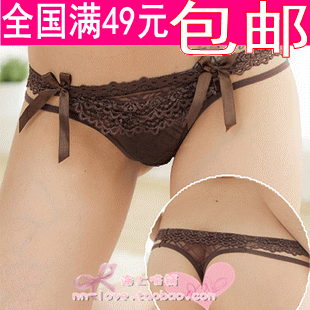 Free shipping Free.shipping.Gift thong embroidery print transparent perspectivity cutout gauze sexy lace bandboxes panties