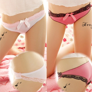 Free shipping Free.shipping.Lace low-waist panties briefs gentlewomen princess pink mm viscose
