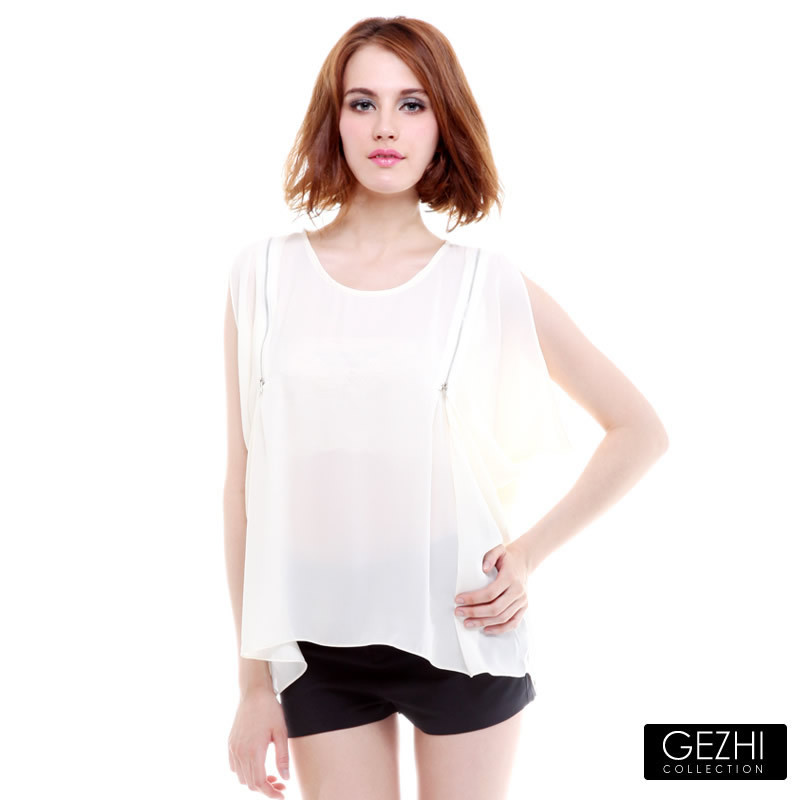 free shipping free shipping Summer women's personality handsome strapless chiffon shirt chiffon t-shirt