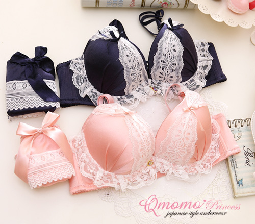 Free shipping! French romantic women's lace sexy sweet push up underwear bra set