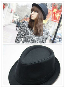 Free shipping Full black small fedoras short brim hat jazz big fashion capitellum 's favorite hat