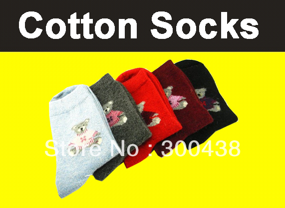 Free shipping!!!!Full Cotton thick socks for womens socks color mix 5 pairs / lot