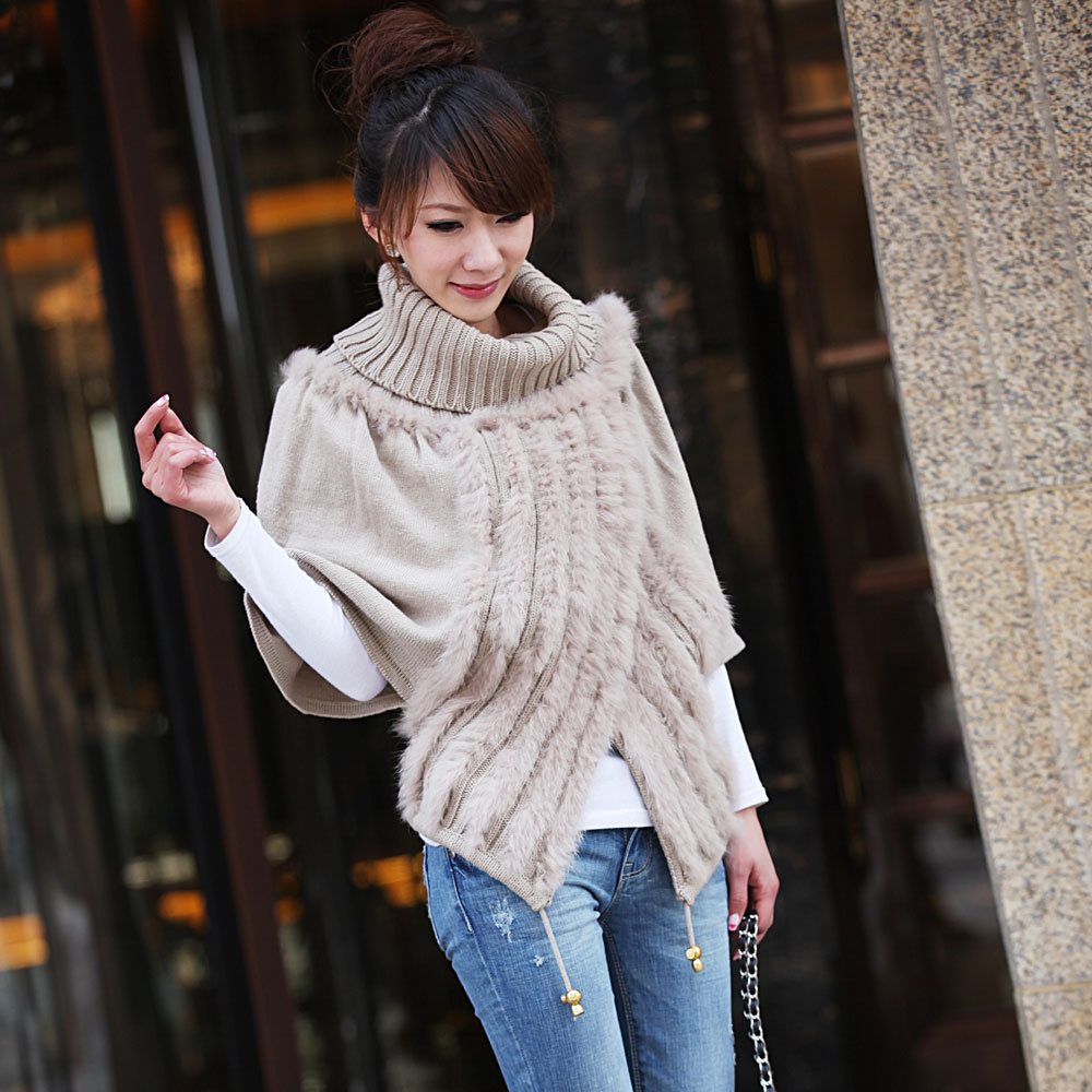 Free shipping Fur 2012 autumn leather cape hare wool knitted short-sleeve cape women's outerwear