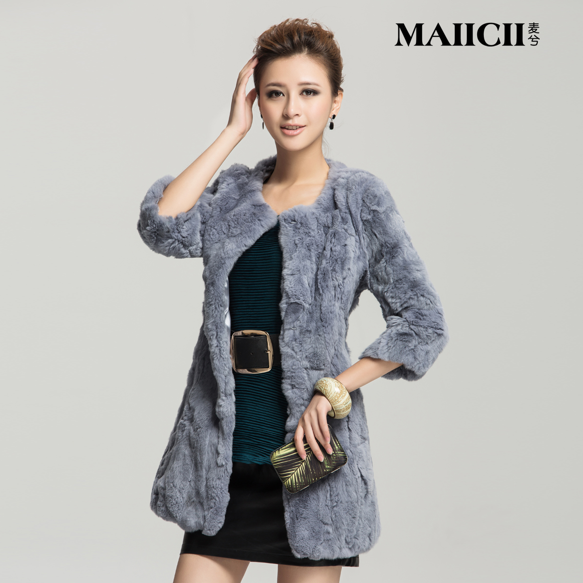 free shipping Fur coat fashion rabbit fur overcoat women's medium-long